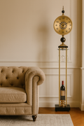 Barrel & Brass Time Tower – Standing Clock with Wine Holder