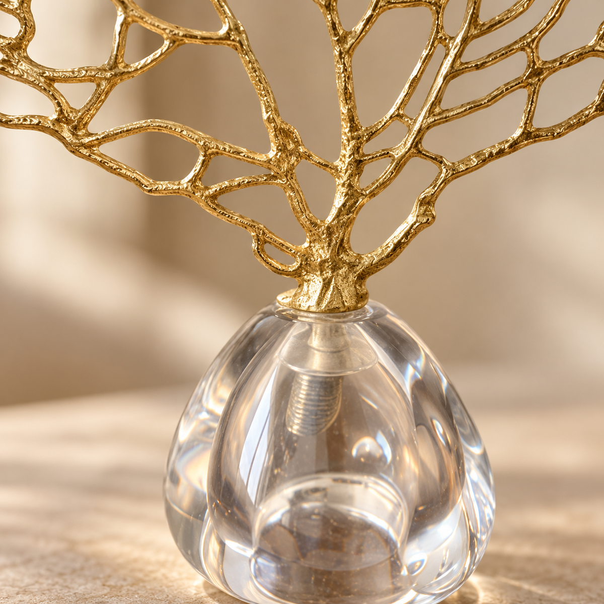 Crystal Fortune Tree, gold branches catching the light