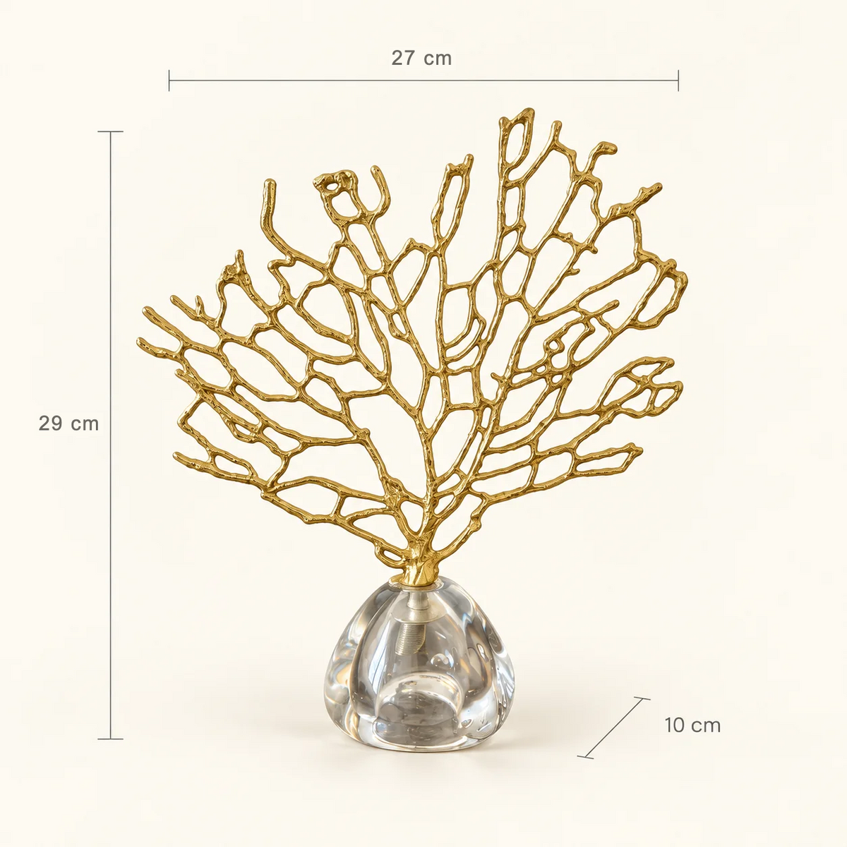 Crystal Fortune Tree (Medium) size chart — 29 cm high, 27 cm wide, 10 cm deep